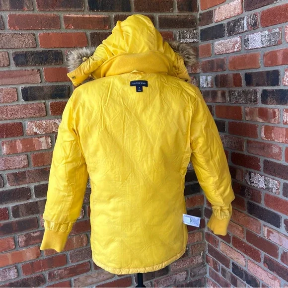 LANDS END YELLOW DOWN PUFFER COAT SIZE SMALL - Picture 6 of 16